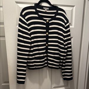 J. Crew Black and White Striped Women's Sweater